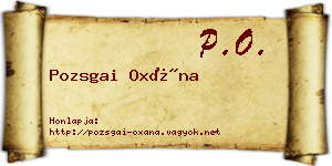 Pozsgai Oxána névjegykártya